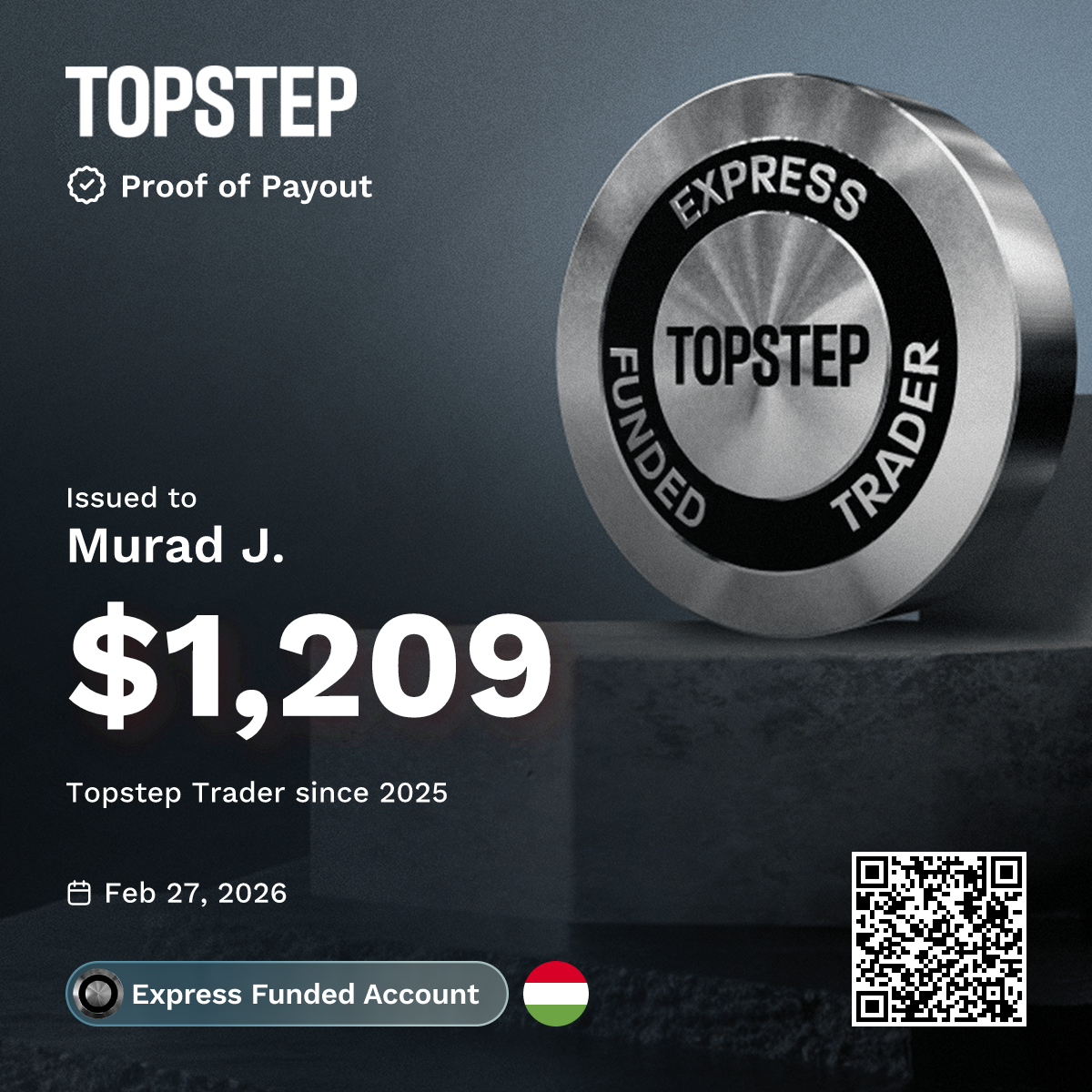 Payout $1,209 — Feb 27